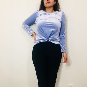 Velvet Long Sleeve Knott Top